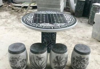 无锡精美梅兰竹菊形石桌凳，无与伦比的艺术美感
