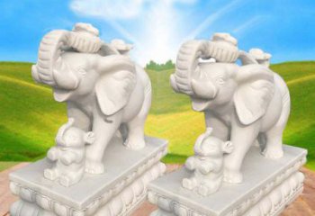 无锡中领雕塑，独特精美的大象汉白玉门口石雕