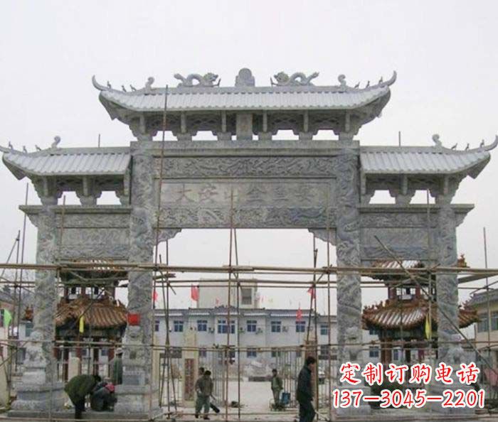 无锡专业定制农村三门牌坊石雕