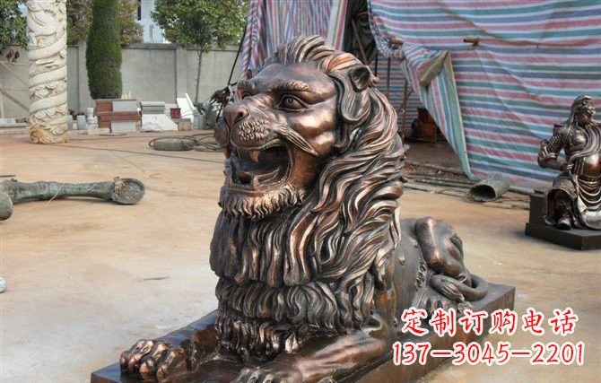 无锡汇丰狮子铜雕,体现高贵气质