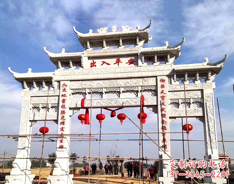 无锡中领雕塑:牌坊顶式石雕刻墓碑