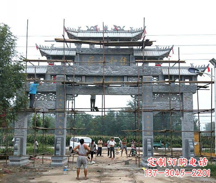 无锡三门牌坊石雕-传统工艺制作出行业领先的雕塑