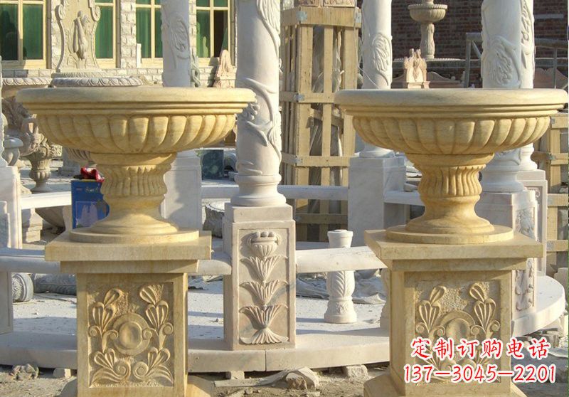 无锡砂岩别墅花盆雕塑
