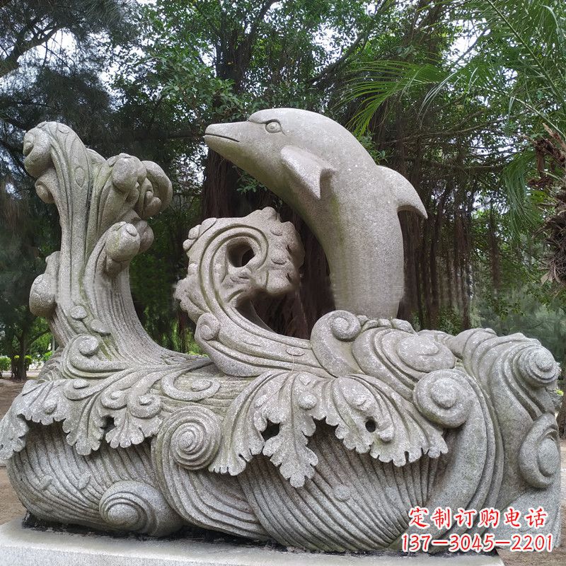 无锡精美的石雕海豚雕塑,为您的公园林营造出别具匠心的水景特色