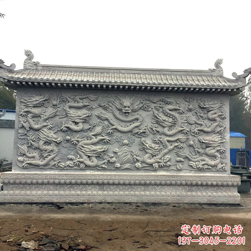 无锡中领雕塑：精美九龙壁雕塑，添彩寺庙庭院