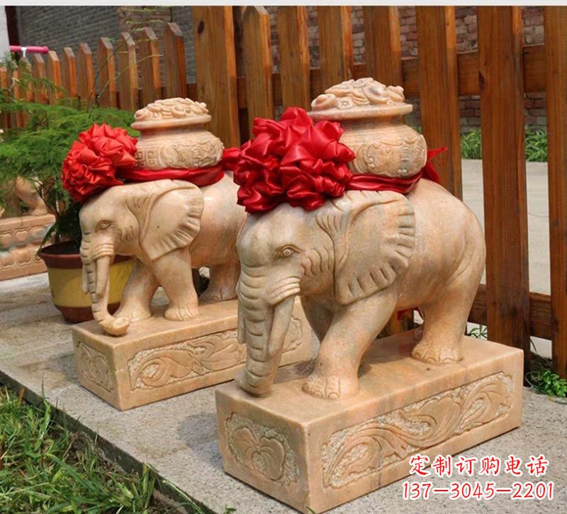 无锡把大象的能量带入家庭——石雕聚宝盆大象雕塑
