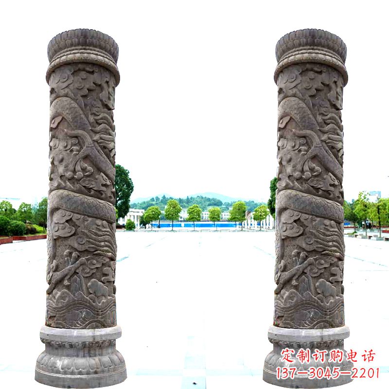 无锡石雕盘龙柱雕塑