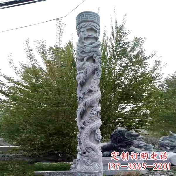 无锡华贵典雅的石雕盘龙柱雕塑