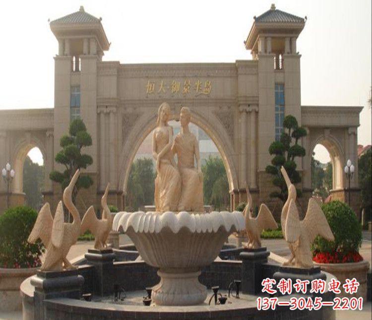 无锡石雕西方人物喷泉雕塑