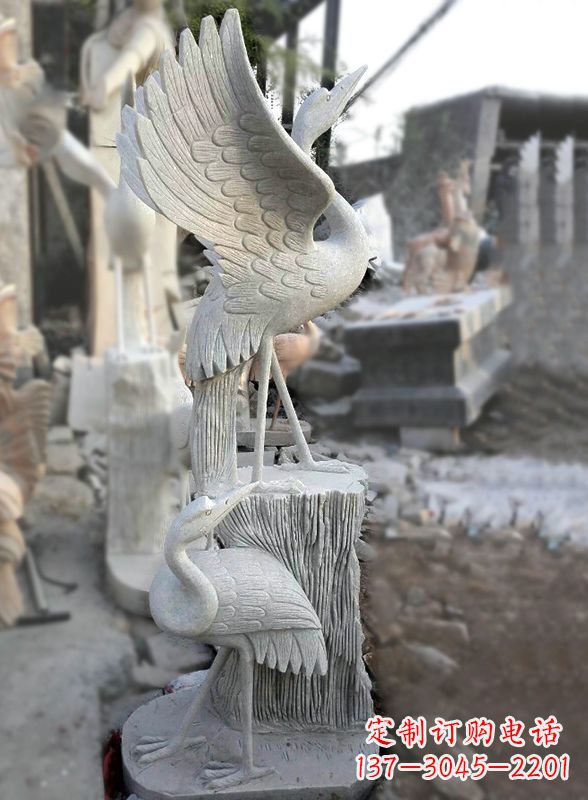 无锡石雕仙鹤景观摆件