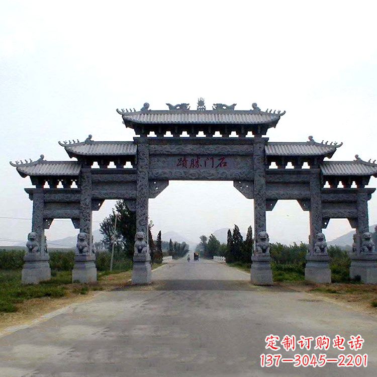 无锡石门胜迹青石仿古石雕牌楼