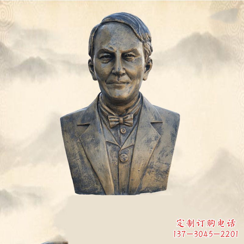 无锡世界名人爱迪生纯铜头像雕塑-学校校园名人系列雕塑