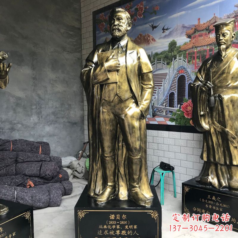 无锡世界名人瑞典著名化学家诺贝尔仿铜雕像