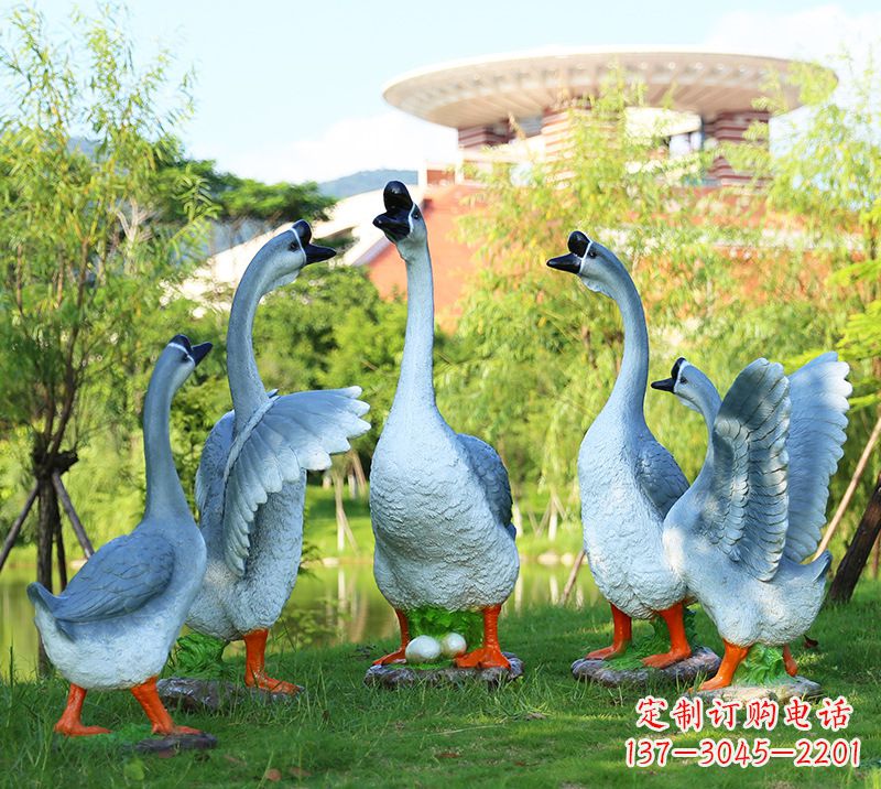 无锡树脂工艺品玻璃钢雕塑商场美陈户外园林景观装饰品仿真动物鹅摆件