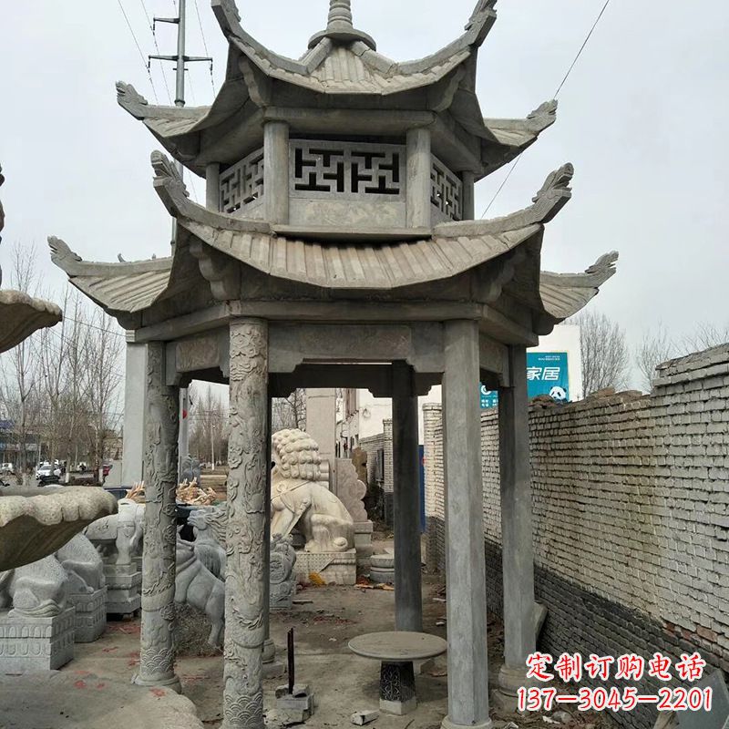 无锡双层大理石凉亭雕塑