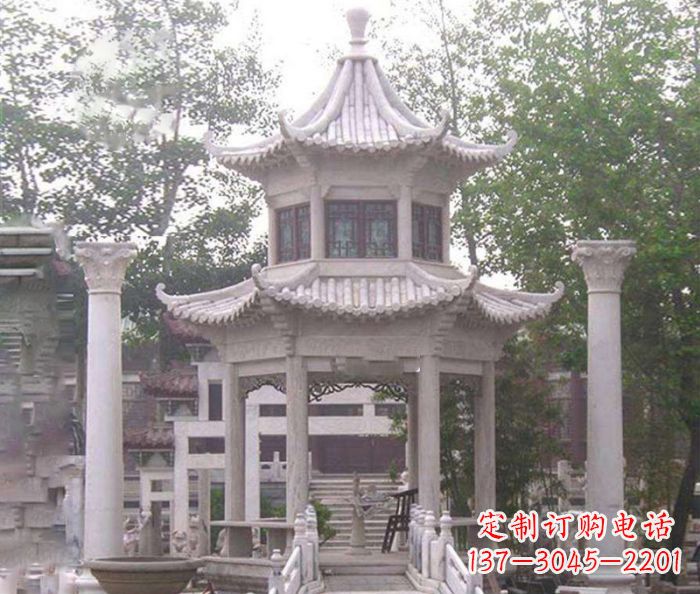 无锡双层仿古凉亭石雕 (3)