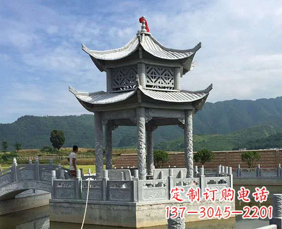 无锡双层仿古凉亭石雕_1