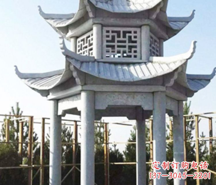 无锡双层仿古石凉亭石雕_2