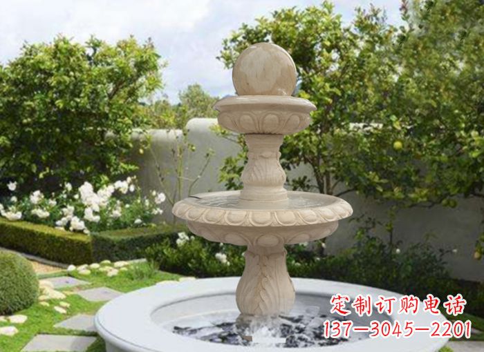 无锡双层风水球喷泉别墅石雕