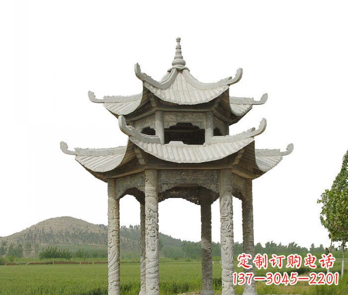 无锡双层仿古石雕凉亭