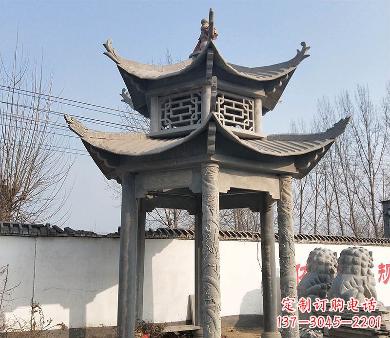 无锡双层户外凉亭石雕 (2)
