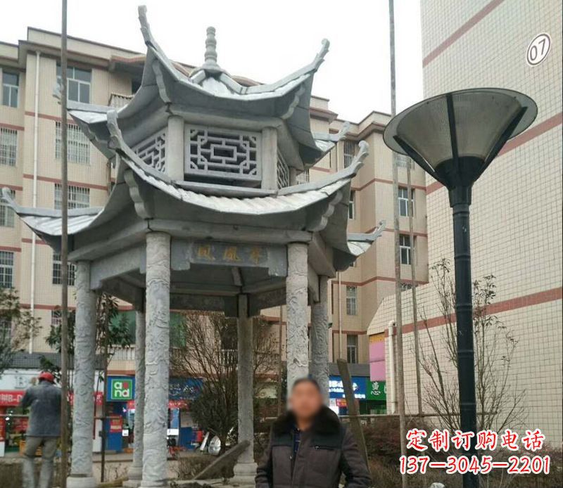 无锡双层六角凉亭石雕
