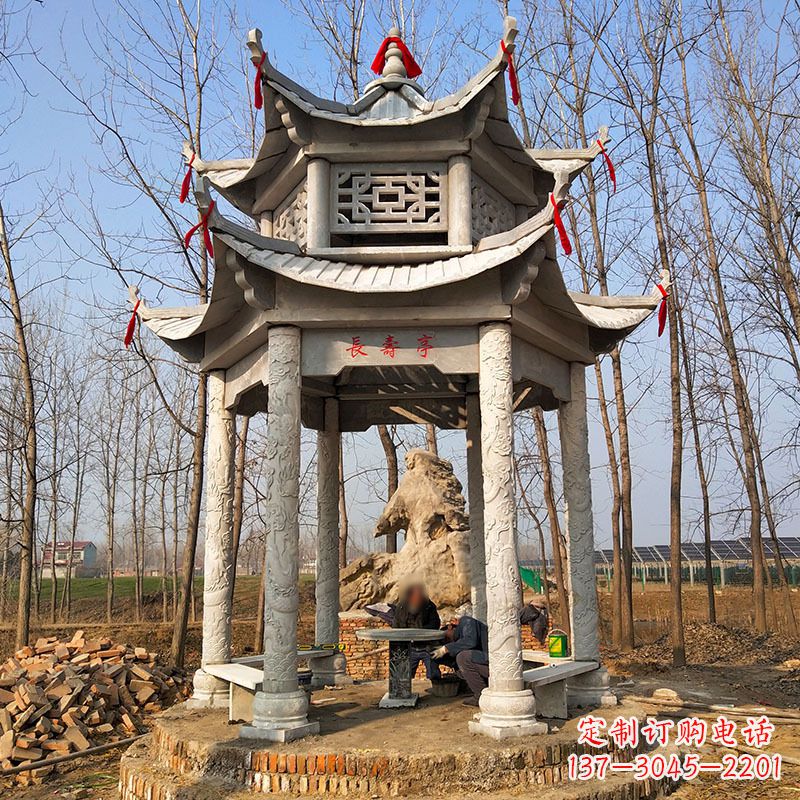 无锡双层六角石凉亭