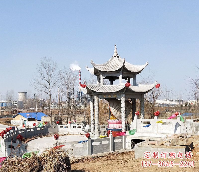 无锡双层石凉亭石雕 (2)