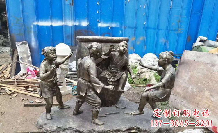 无锡司马光砸缸铜雕 (2)