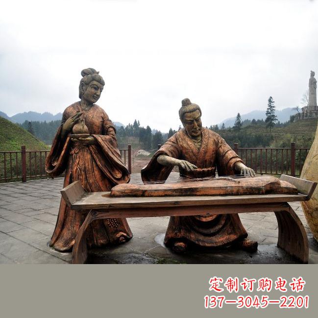 无锡司马相如与卓文君铜雕塑像-城市广场历史名人情景雕塑