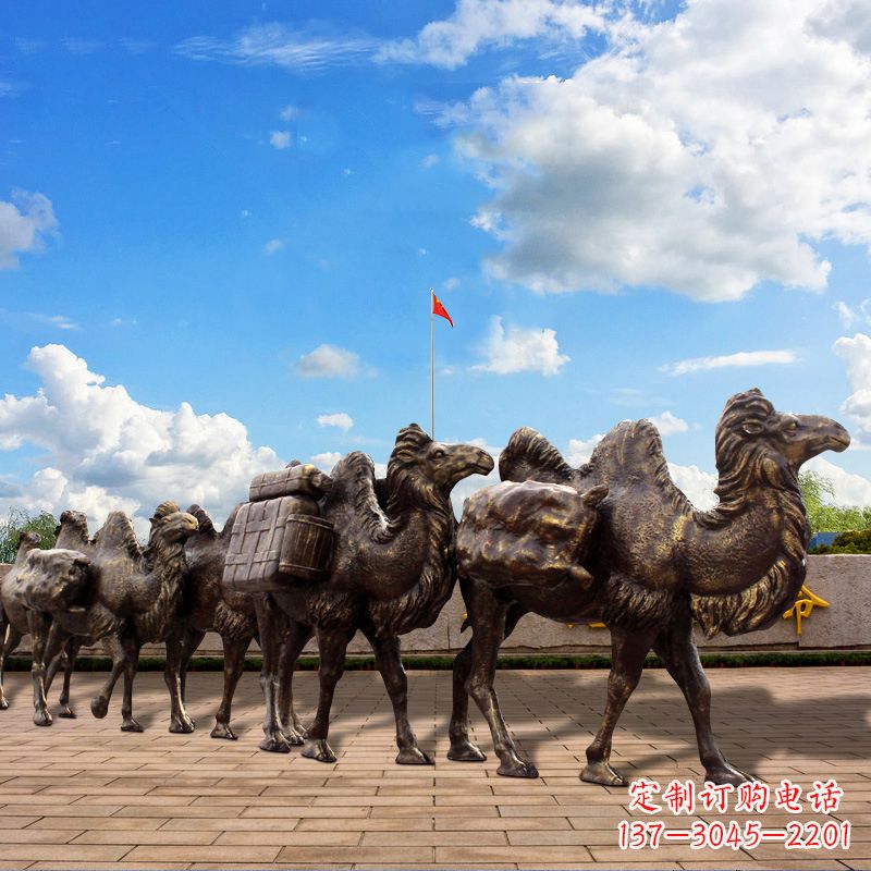 无锡丝绸之路骆驼队仿铜景观雕塑
