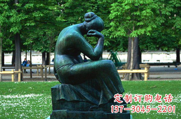 无锡思考的女人青铜人物铜雕