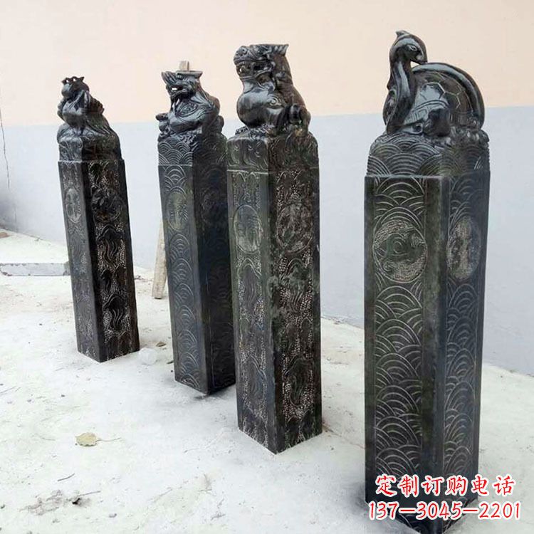 无锡四方神兽青石仿古栓马柱
