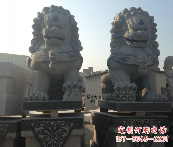 无锡寺庙景观仿古石狮子 (2)