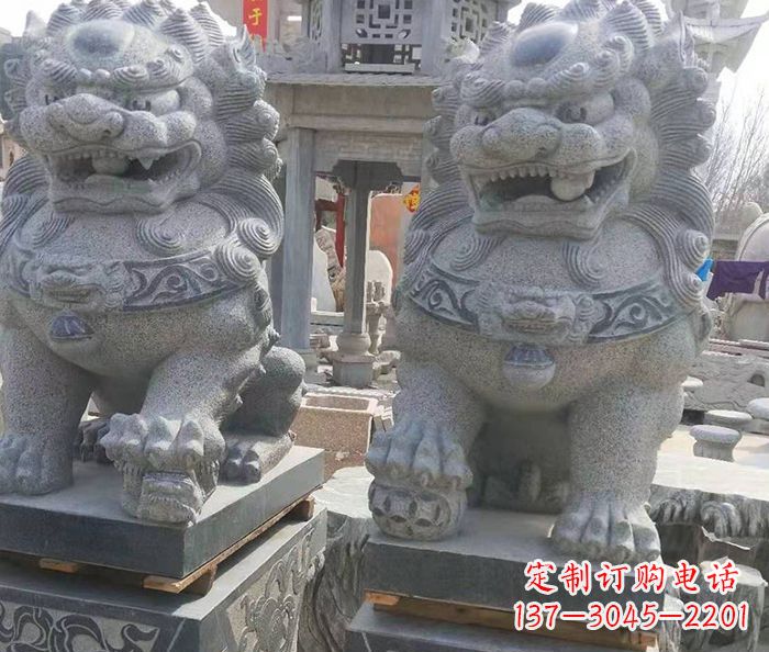 无锡寺庙景观仿古石狮子 (3)
