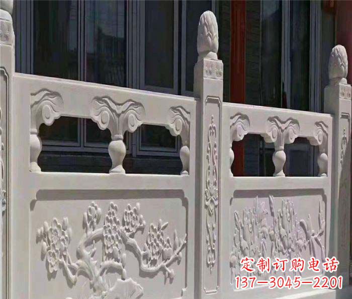 无锡寺庙景观汉白玉石浮雕栏板 (2)