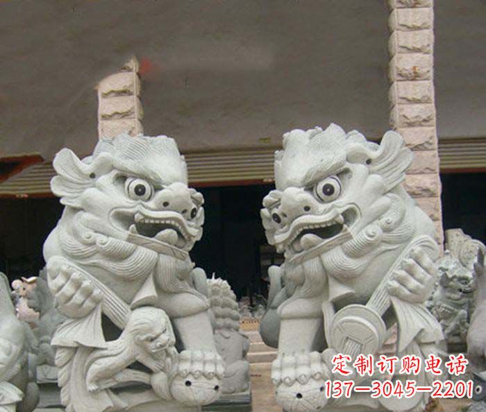无锡寺庙景观南方狮子石雕 (2)