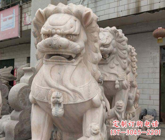 无锡寺庙景观晚霞红狮子石雕