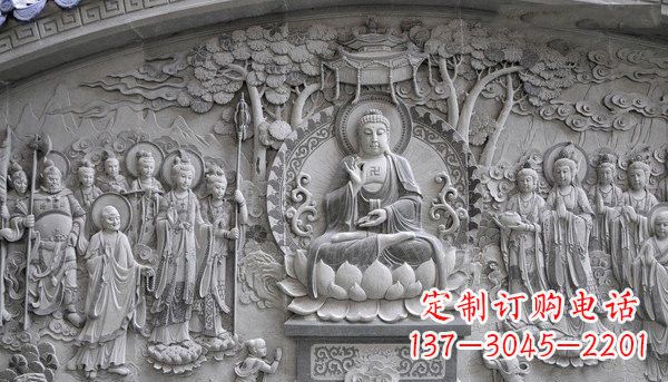无锡寺庙墙壁石浮雕佛像