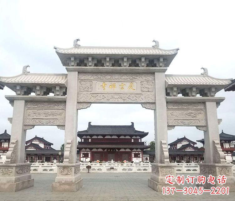无锡寺庙三门牌坊石雕