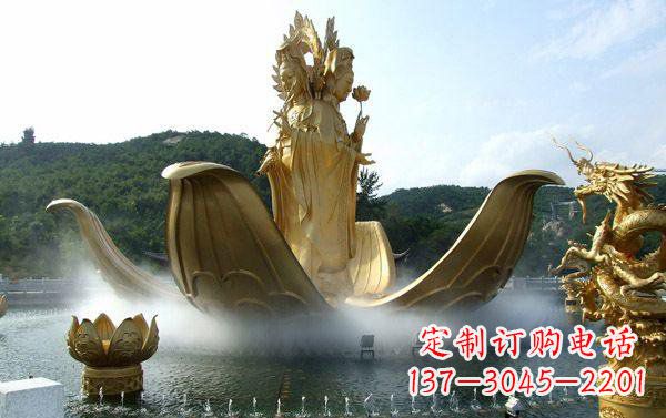 无锡寺庙三面观音雕像