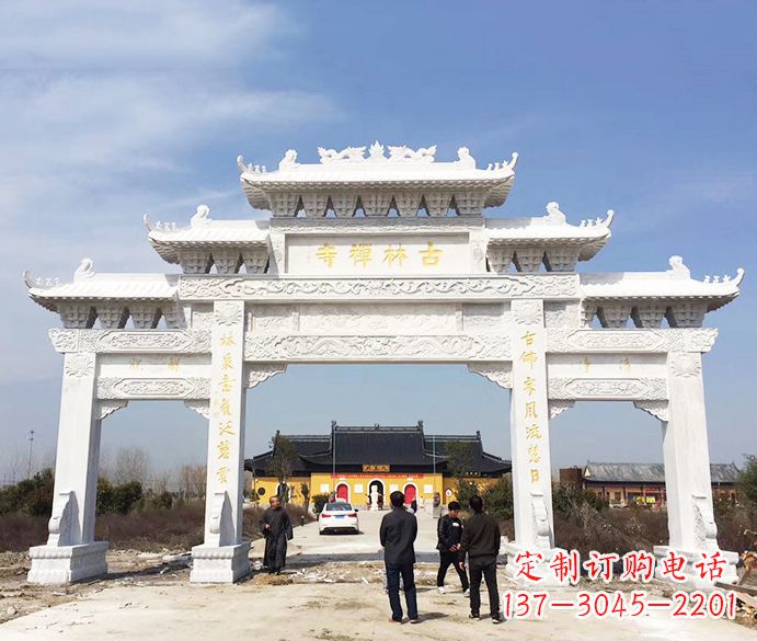 无锡寺庙三门五楼石牌坊石雕_2