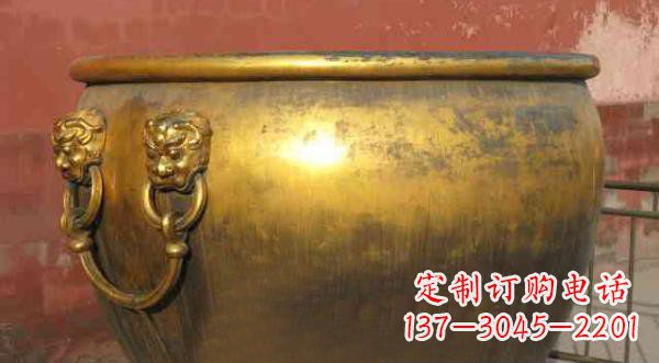 无锡寺庙水缸铜雕 (2)