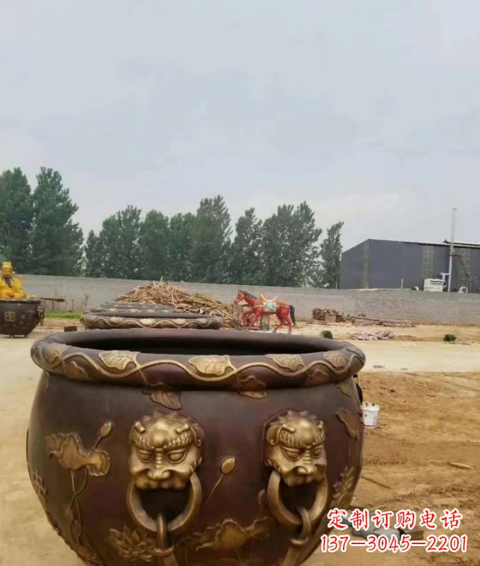 无锡寺庙水缸铜雕 (4)