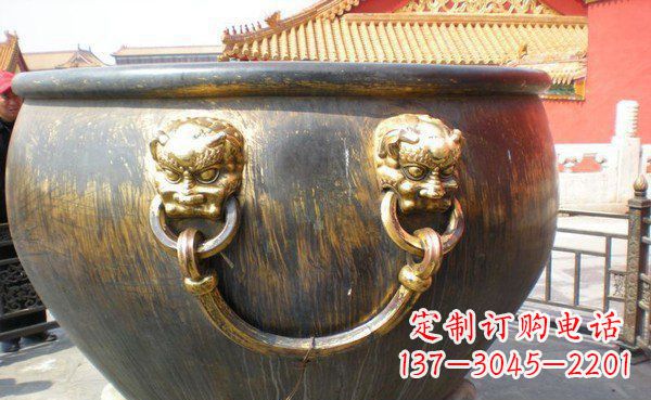 无锡寺庙水缸铜雕 (3)