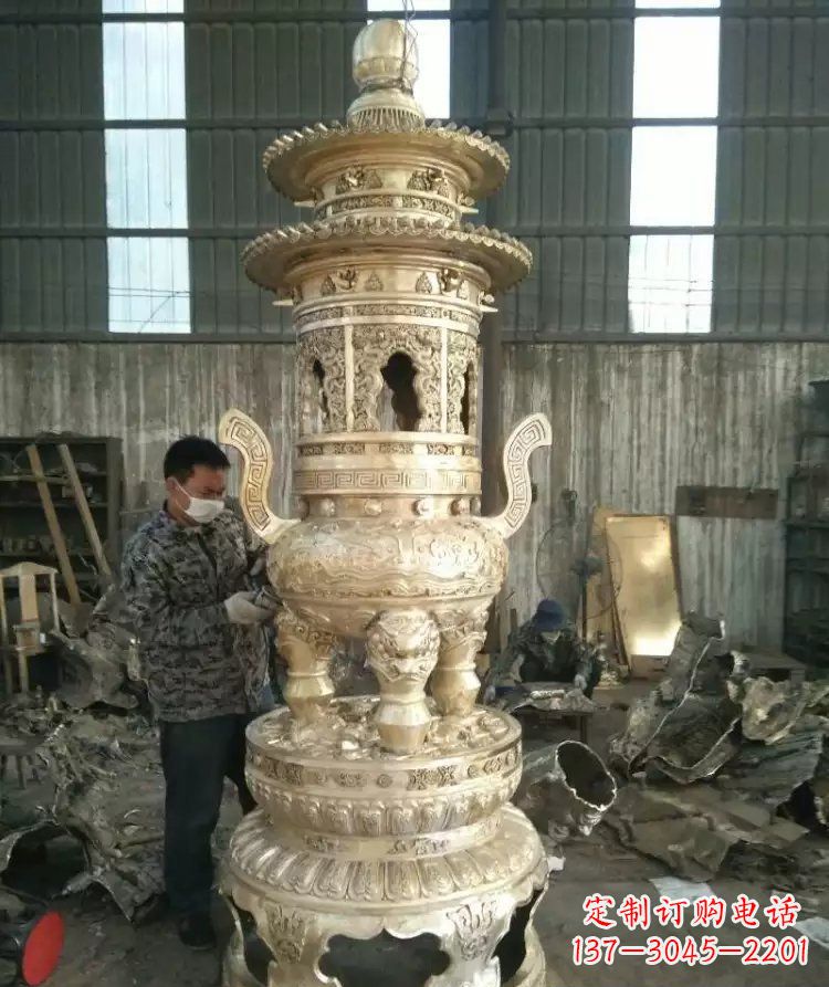 无锡寺庙香炉铜雕 (5)