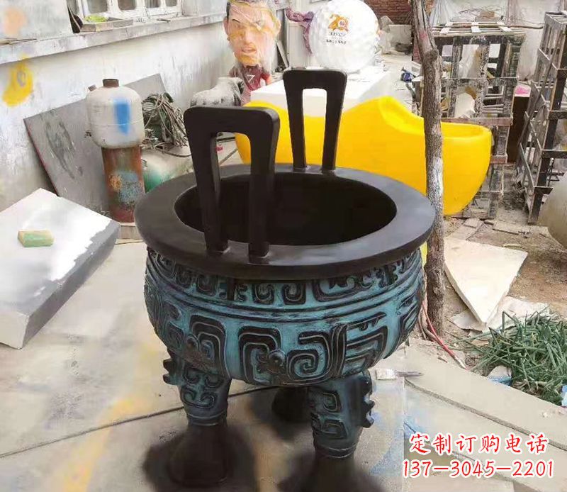 无锡寺庙圆型铜雕香炉