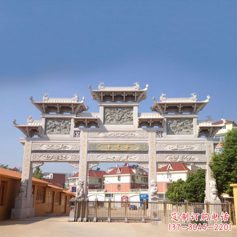 无锡寺院大门石雕牌楼