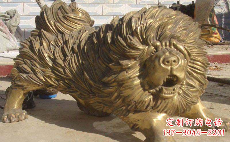 无锡松狮犬动物铜雕