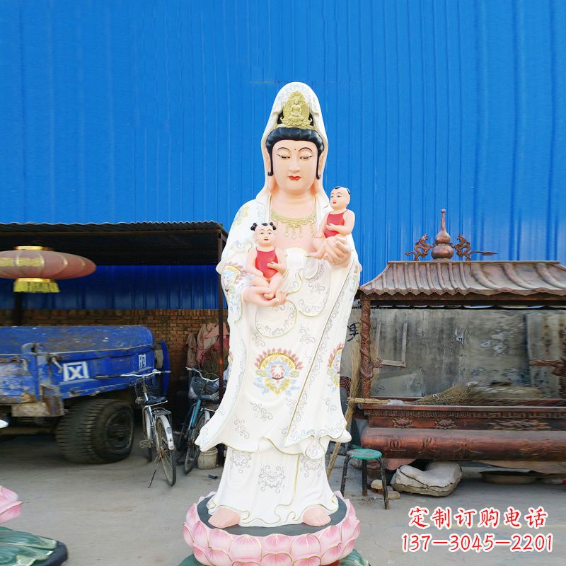 无锡送子观音彩绘玻璃钢雕塑